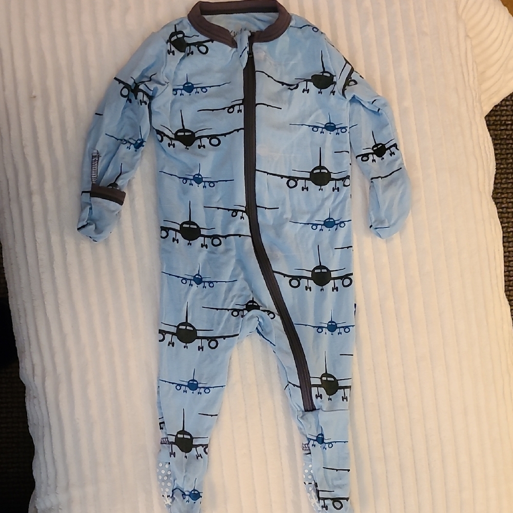 Blue Airplane Print Baby One Piece Pajama